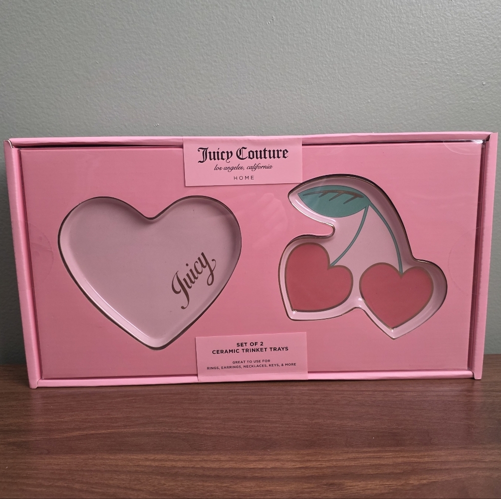 Juicy Couture Pink Ceramic Trinket Tray 2 Piece Set